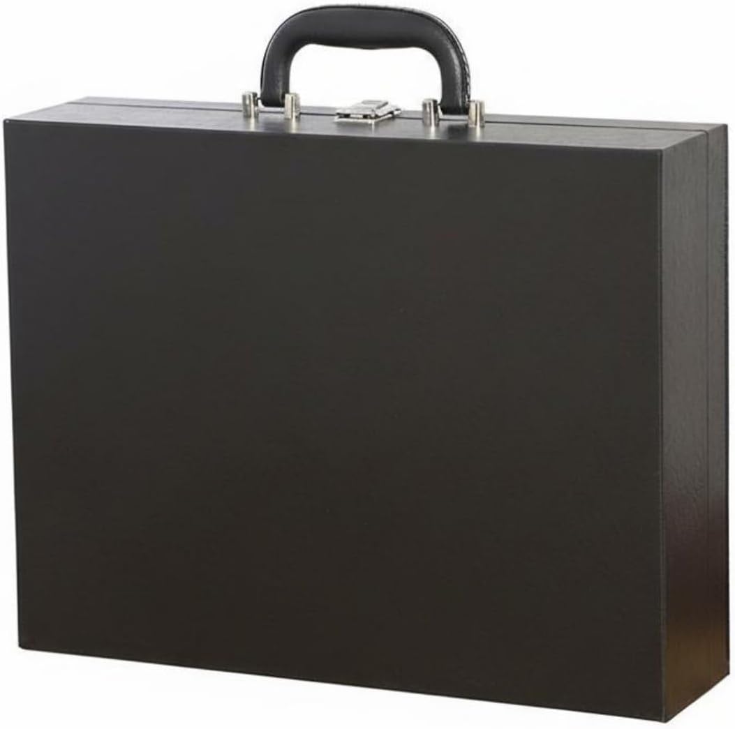 predolo Mahjong Box with Handle Mahjong Tile Storage Case Stylish PU Leather Game Box for Travel, Black
