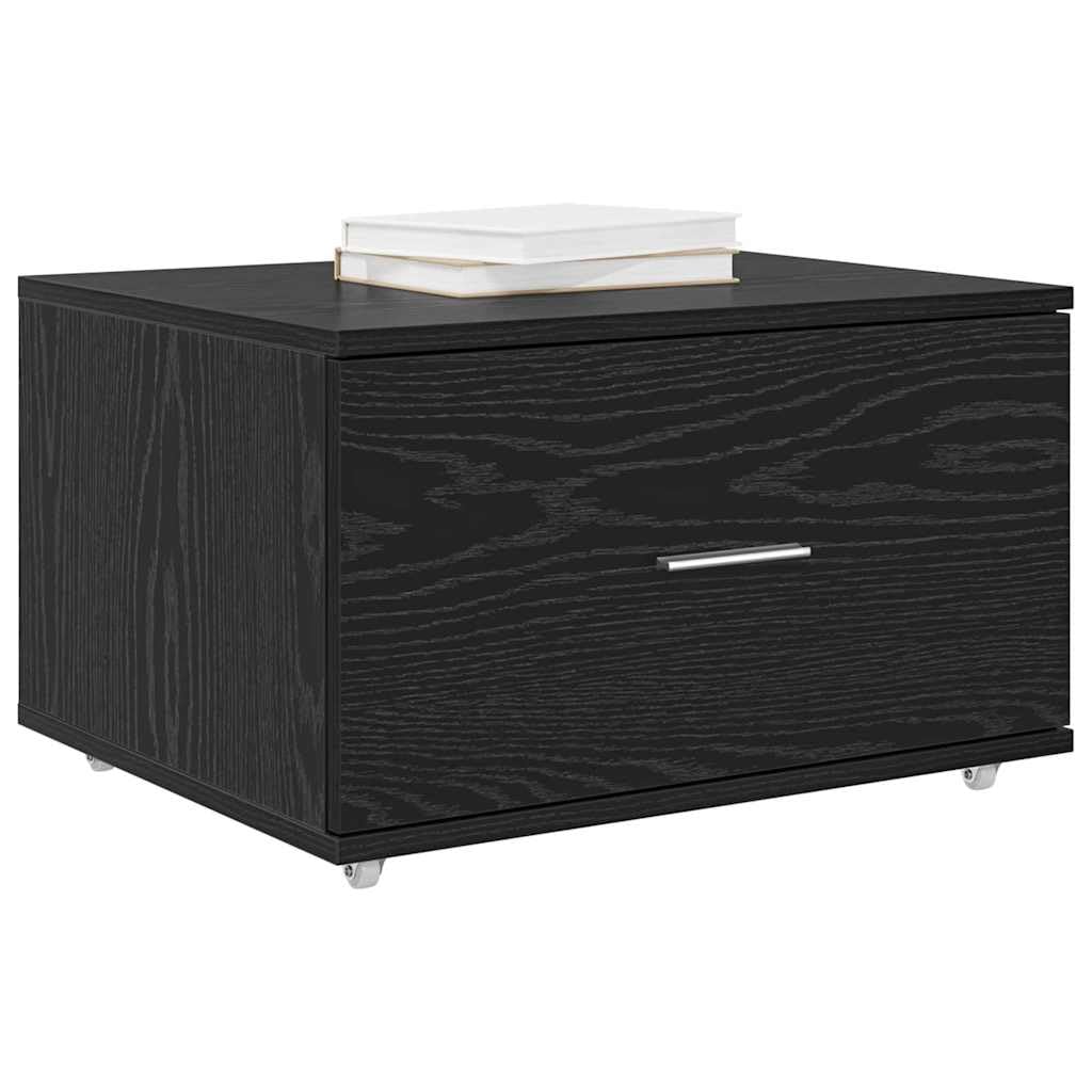 vidaXL Drawer Cabinet with Wheel Black Oak 55 x 45 x 31 cm, Rectangular, Modern Drawer Cabinet, Ample Storage Solution for Home, Organized Indoor Space, Functional Furniture, Minimalist