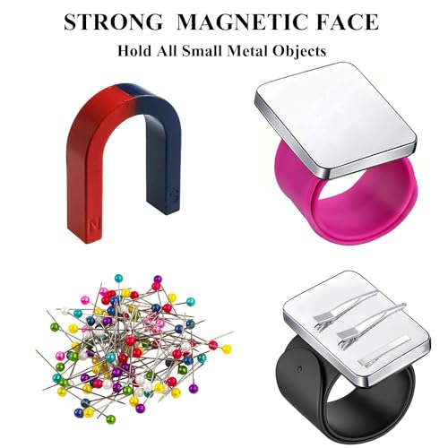 Image of Extension Size Magnetic Pin Holder Wrist Band, 2 Pieces Silicone Wrist Magnetic Wristband for Braiding Gel, Pin Cushion Holder Bracelet for Quilting Sewing & Hairstylists (One Szie Fit Mosts)