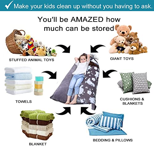 Bchway Stuffed Animal Storage Bean Bag Chair | 53 Extra Large Beanbag Cover For Kids And Adults, Plush Toys Holder And Organizer #TOP2