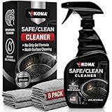Kona Safe/Clean Air Fryer Cleaner and Degreaser Kit for Ninja Woodfire Grill, Smoker and Oven - 23oz Fume-Free No-Drip Gel Spray with 6 Stainless Steel Scrub Cloths