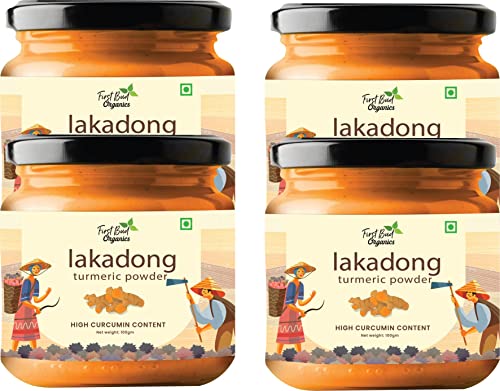 Image of First Bud Organics Lakadong Turmeric Powder 100 GM | High Curcumin Content Haldi Powder| Organic | Immunity Booster | Unprocessed | Directly sourced from Meghalaya, 100 GM X 4 Pack Of 4