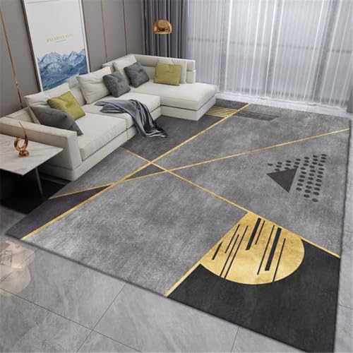 Tapis grande taille salon design géométrique gris 70X140CM - 2