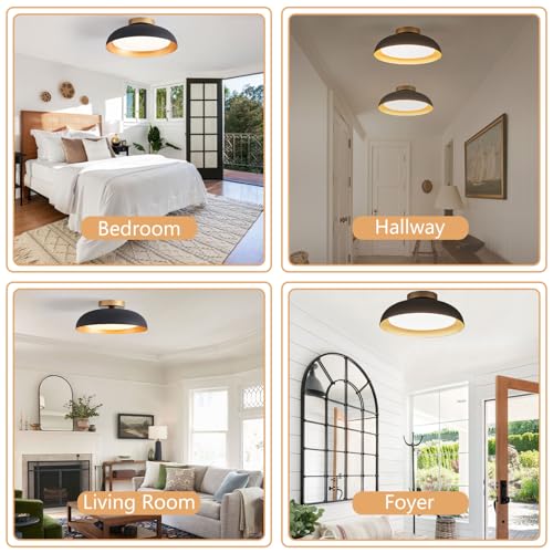 Image of Bargeni Flush Mount Ceiling Light,Mid Century Black&Gold Fixture,5CCT