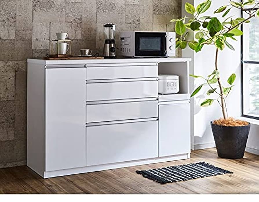 大川家具　幅140cm キッチンカウンター Amazon｜大川家具 キッチンカウンター レンジ台 下収納 幅140cm