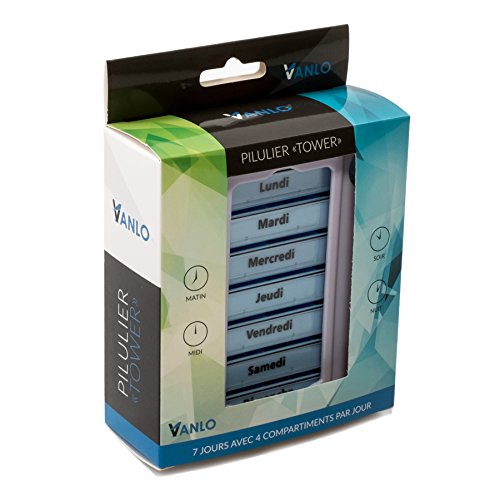 VANLO Pillendoos "Tower" 7 dagen met 4 vakken per dag, pillendoos, tablettendoos, weekdoseerder, medicijnbox in Frans - Image 6