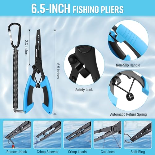 Image of Mossy Oak Fishing Tools Kit- Fishing Plier, Fish Lip Gripper, Multifunctional Fishing Hook Remover with Lanyards Sheath, Saltwater Resistant Fishing Accessories & Equipment, Fishing Gifts for Men