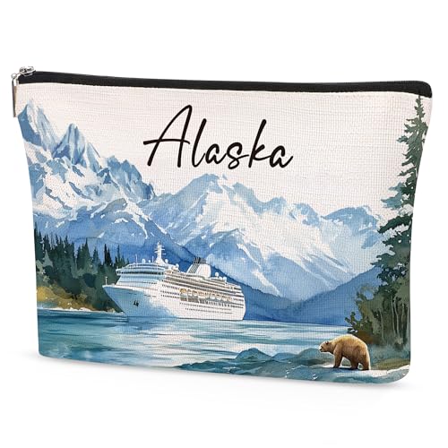 Alaska Makeup Bags for Women, Alaska Souvenirs Gifts, Cruise Essentials Cosmetic Bag City Trip Must Haves, Birthday Gifts for Him Teacher Colleagues Friends