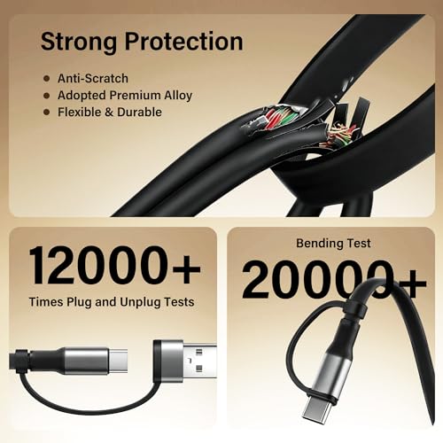100W Retractable Multi Charging Cable for Apple Watch Charger,Dual USB C - image 9