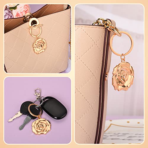 Kagrbves 50Pcs Keychains/Keyrings For Baby Shower,Wedding Or Bridal Shower Party Favors,Gift,Souvenirs To Guests Bulk With Gift Tags And White Bags(Rose Flower) #TOP3