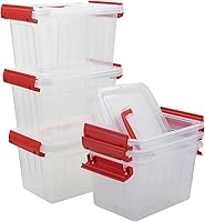 Vista 5 de Mini caja de almacenamiento de plástico con asa, 3 cuartos de galón, paquete de 6