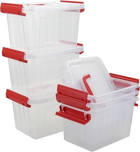 Miniatura 5 de Mini caja de almacenamiento de plástico con asa, 3 cuartos de galón, paquete de 6