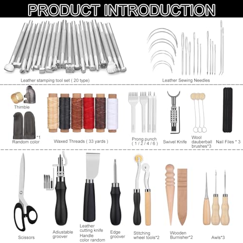 TLKKUE 72PCS Leather Craft Tool Kit