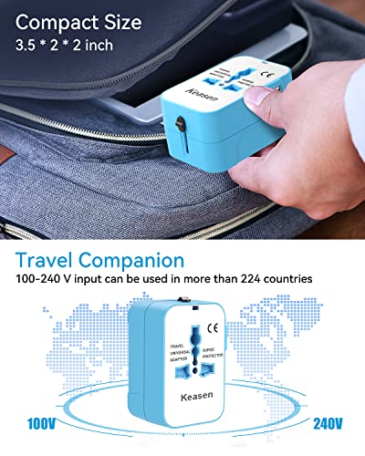 Foto von Universal Reiseadapter Weltweit,Reisestecker Adapter Weltweit,Universal Adapter Internationaler Steckdosenadapter Travel Adapter für USA/UK/EU Deutschland Italien/AUS Stecker mit 2 USB und Steckdose