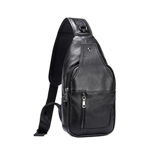 Men's Genuine Leather Chest Bag Versatile Crossbody Bag Sports Backpack(Style 2)