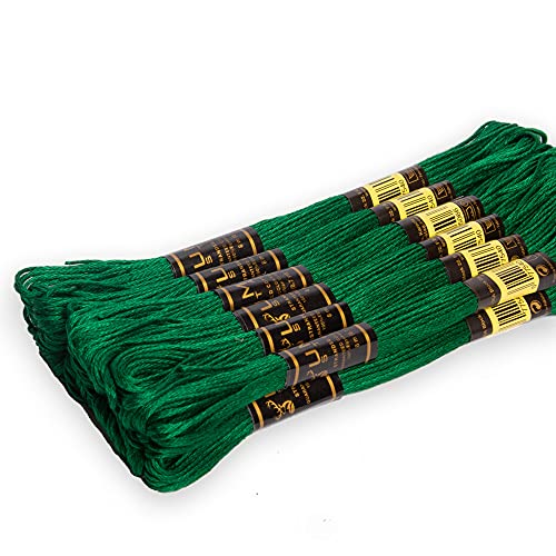 Image of 12 Pieces Emerald Green 923 Premium Embroidery Thread | 100% Egyptian Cotton Premium Skeins | Cross Stitch Embroidery Floss | Oeko TEX Certified Stranded Cotton (Emerald Green)