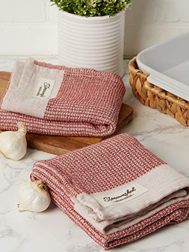 Dii Washed Waffle Weave Collection, Dishtowel Set, 18X28, Marsala, 2 Piece #TOP25