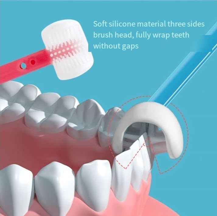 Ncry 1 pc Three Sided Toothbrush for Kids, Three Sided Children's Toothbrush,3D Kids Three-Sided Toothbrush Training, Kids Soft Bristle Toothbrush 3