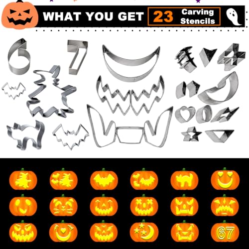 31Pcs Pumpkin Carving Kit for Kids, Pumpkin Carving Tools Stencils - image 2