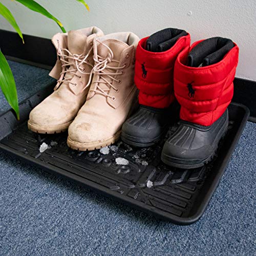 Image of FH Group Climaproof for All Weather Protection Black Multi-Purpose Pet Feeding Bowl Tray, Dog Bowl Tray, Boot Tray, Shoe Tray, Great for Entryway or Garage 20