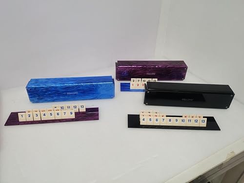 Miniatura 5 de Ready Covers Lucite Rumikub - Juego de azulejos, soportes y caja acrílica de almacenamiento incluidos (mármol azulmármol blanco)