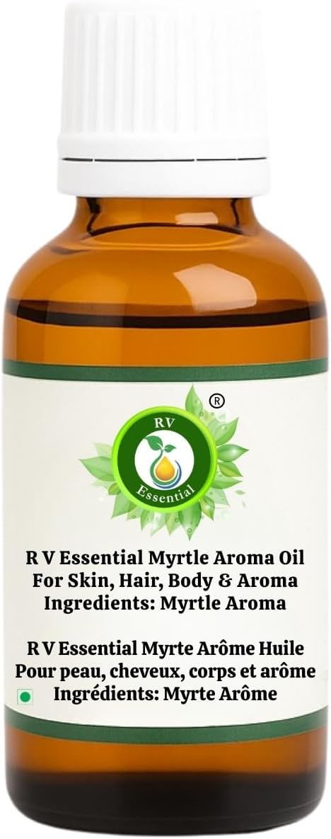 R V Essential Pure Myrtle Essential Oil 100ml (3.38oz)- Myrtus Communis (100% Pure and Natural Therapeutic Grade)