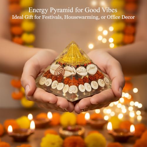 Image of ZAICUS Laxmi Pyramid 90mm with Shree Yantra & Gomti Chakra | Traditional Vastu Design, Ideal Gift for Festivals & Housewarming