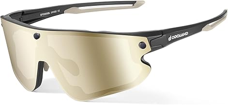 Odoland Fahrradbrille Magnetische mit 3 Magnetische Wechselgläser ink. grauer polarisierter Gläser Klar Sport Sonnenbrille UV400 Schnelle brille für Herren Damen Sportbrille Fahrrad, Angeln, Laufen