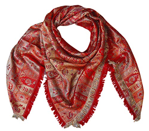 Cana serviette de luxe Lorenzo 78574 en 100% soie tissée rouge pashmina cachemire