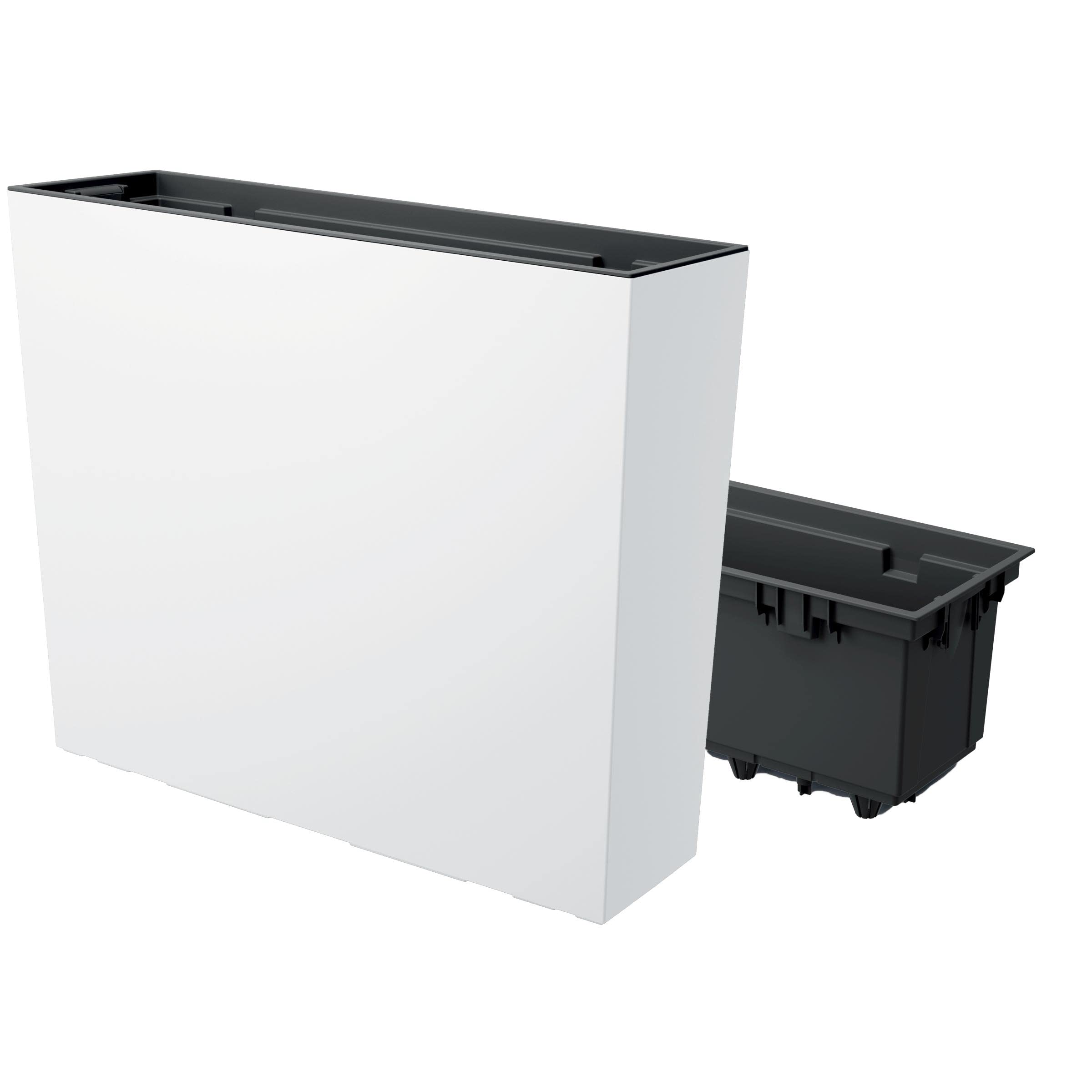 Prosperplast Urbi Case Tower - Vaso per piante con vaso interno, per interni ed esterni, rettangolare, in plastica (580 x 180 x 498 mm, bianco)
