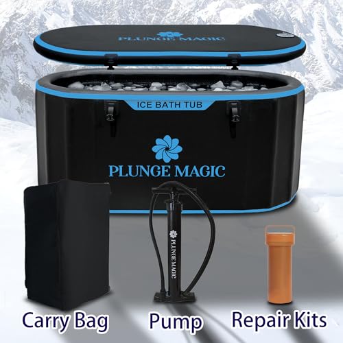Ultimate Cold Plunge Tub Inflatable Ice Bath Tub With Cover for Athletes Portable & XXL Size Black, Water Chiller Compatible (Black-Elongated)
