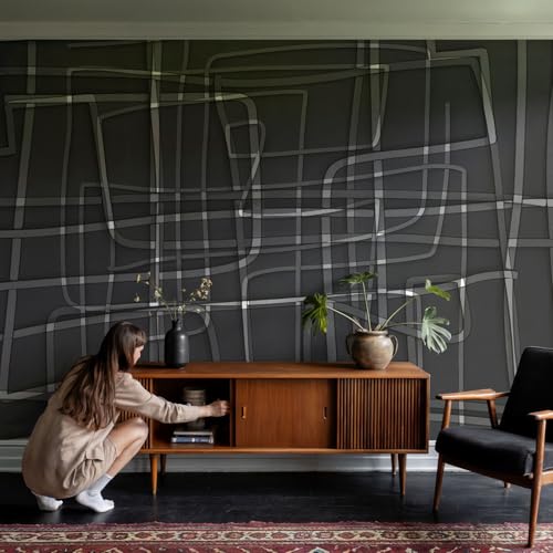 Papel pintado autoadhesivo de salón y dormitorio mural líneas abstractas 152x104cm 4