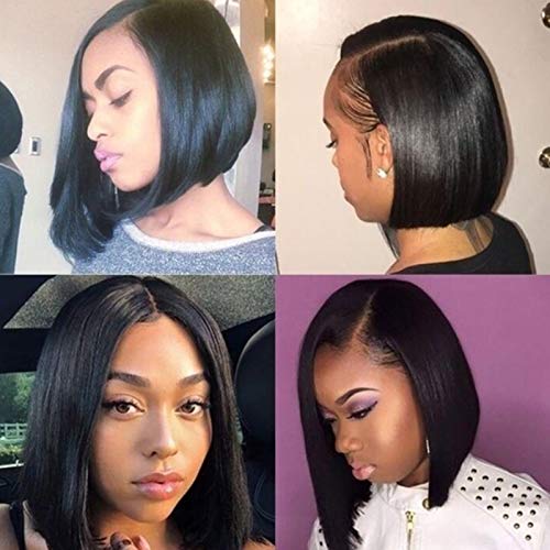 interjunzhan Perucas curtas retas bob centrais divisão curta peruca de cabelo liso corte bob para mu