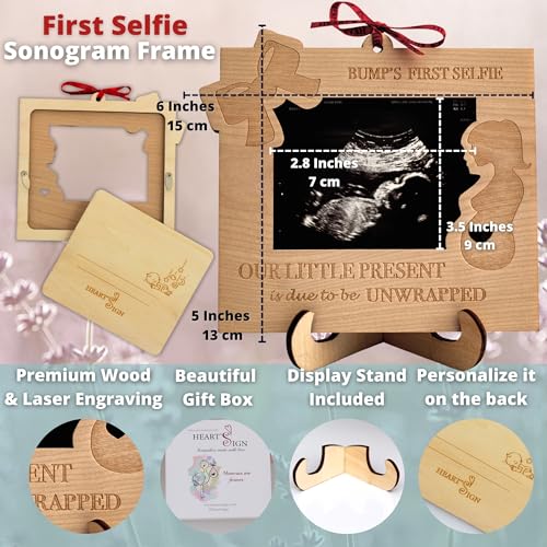 Heart's Sign My 1st Selfie Ultrasound Picture Frame - Pregnant Mom Gifts | Sonogram Picture Frame | New Mom Gifts For Women Ultrasound Frame