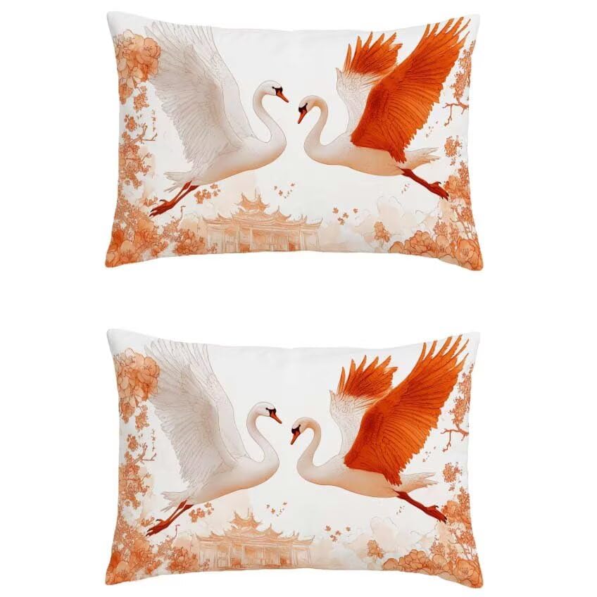 Housse coussin exterieur orange brûlée 60x90cm rectangulaire en lin