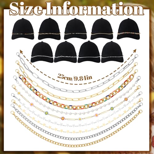 Image of Geyoga 9 Pcs Trucker Hat Chains Trucker Hat Charms Women Man Bill Decoration Detachable DIY Metal Chain for Mesh Baseball Cap(Multicolor,Star Style)