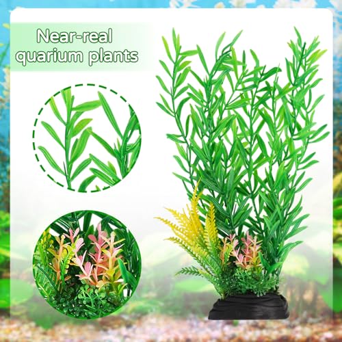 Fish Tank Plants, QUOZUO 20pcs Aquarium Decor Green Plants Artificial Aquarium Decorations Plant, Fish Tank Accessories for Household and Office Aquarium Simulation, Small to Large - Image 3
