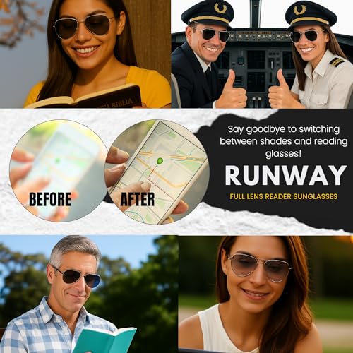 Image of proSPORT Reading Sunglass Tinted FULL LENS Sun Reader Glasses Aviator Large Men Women NOT BIFOCAL