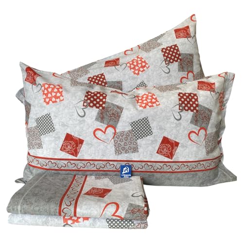 L'Emporio Casa Juego de sábanas de franela para cama de matrimonio, 100 % algodón cálido sobre 240 x 290 cm + sábana bajera de 160 a 180 x 195 a 200 + 2 fundas de almohada de 50 x 80 cm (Variante 6)