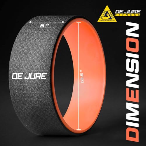 Image of De Jure Fitness 13-Inch Yoga Wheel for Back Pain Relief, Stretching & Flexibility | Durable Dharma Yoga Prop with Soft Foam Padding for Backbends, Massage, and Exercise Orange & Black Pack of 1