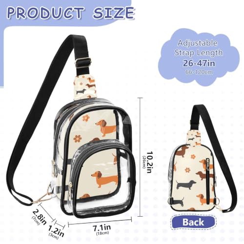 Bolso transparente antirrobo linqin con cómoda correa de algodón y diseño de perro salchicha 3