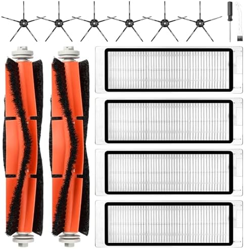 14 Stück Zubehör für Xiaomi Roborock S6 / S5 Max / S5 / S6 Pure / S60 / S65 | S6 Maxv Saugroboter, Ersatzteile 2 Hauptbürste 4 HEPA Filter 6 Seitenbürste 1 Reinigungszubehör 1 Schr