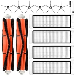 14 Stück Zubehörset für Xiaomi Roborock S6 / S5 Max / S5 / S6 Pure / S6 Maxv / S60 / S65 Saugroboter, Ersatzteile 2 Hauptbürste 4 HEPA Filter 6 Seitenbürste 1 Reinigungszubehör 1 Schraubendreher