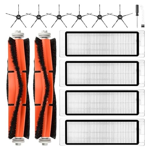 14 Stück Zubehörset für Xiaomi Roborock S6 / S5 Max / S5 / S6 Pure / S6 Maxv / S60 / S65 Saugroboter, Ersatzteile 2 Hauptbürste 4 HEPA Filter 6 Seitenbürste 1 Reinigungszubehör 1 Schraubendreher