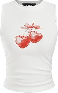 CIDER Womens Tank Tops Sleeveless High Neck Ruched Crop Tops Going Out Casual Basic Ribbed Shirt Summer Fashion Clothing