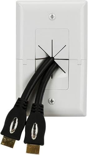 Miniatura 6 de DataComm Electronics 45-0015-WH - Placa de cable de 2 segmentos con apertura flexible, color blanco y Electronics 45-0017-WH - Placa de TV de estilo
