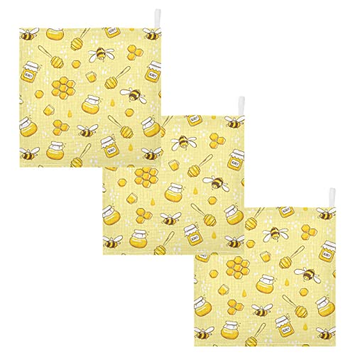 Image of Baby Washcloths Cotton Flying Bees Honey Baby Muslin Washcloths Soft Baby Face Towel for Newborn Infants Baby Wipes, 11.8 X 11.8 Inch, 5 Pack Yellow