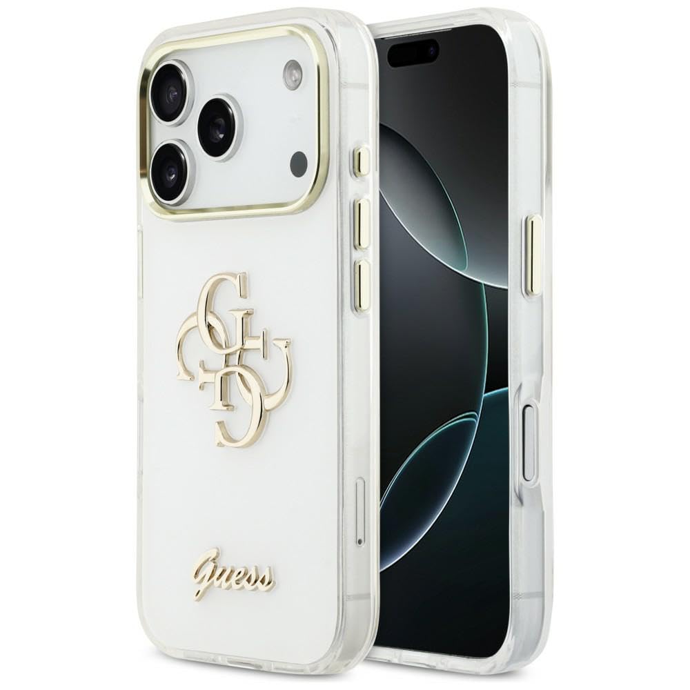 CG MOBILE Guess IML 4G Script metalowe etui do iPhone 17 Pro Max (białe)