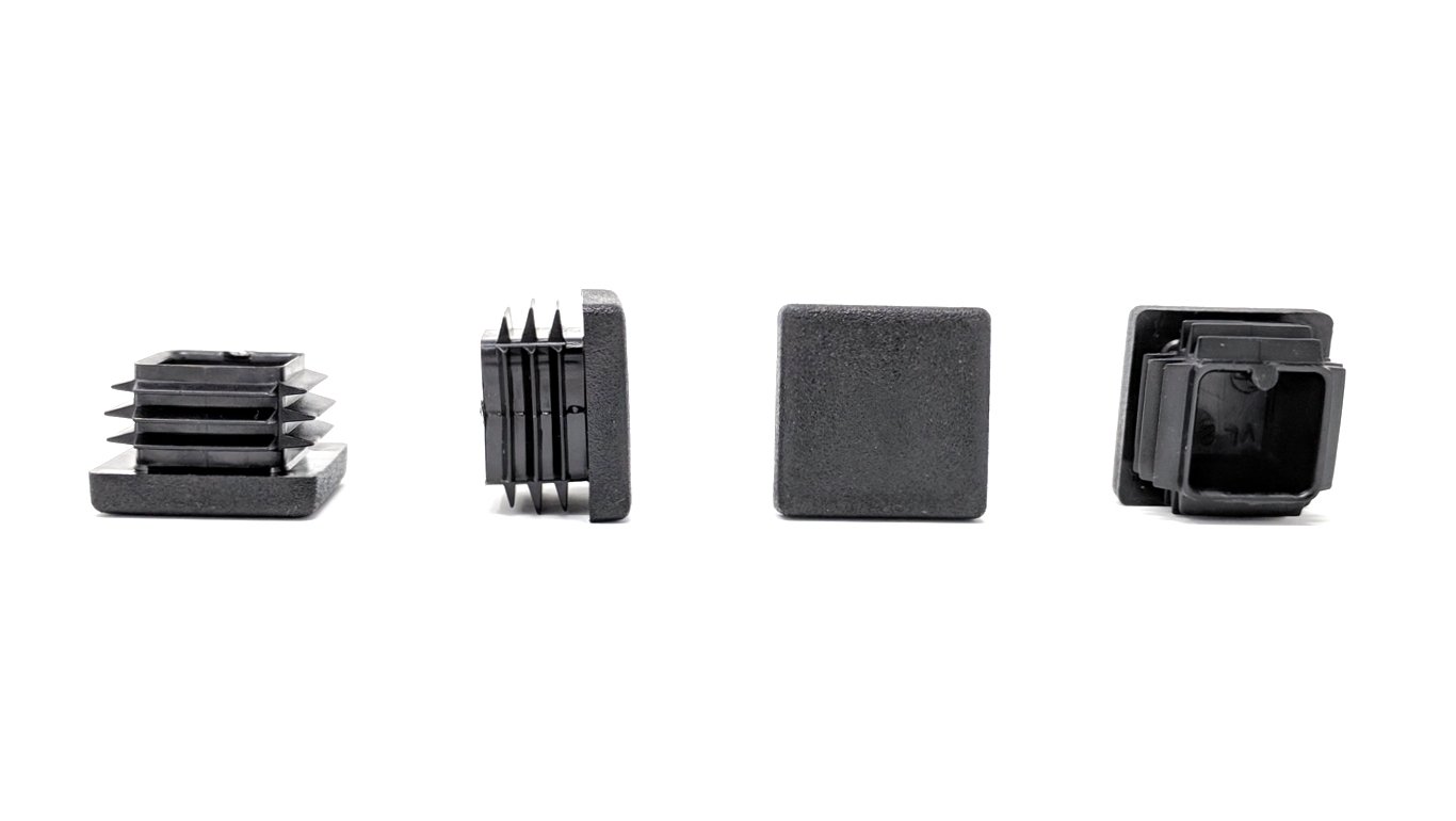 Keay Vital Parts Black 25X25mm Square Ribbed Plastic Insert Plugs End Caps Made In Germany (Pack Of 36, See Second Image For Dimensions).