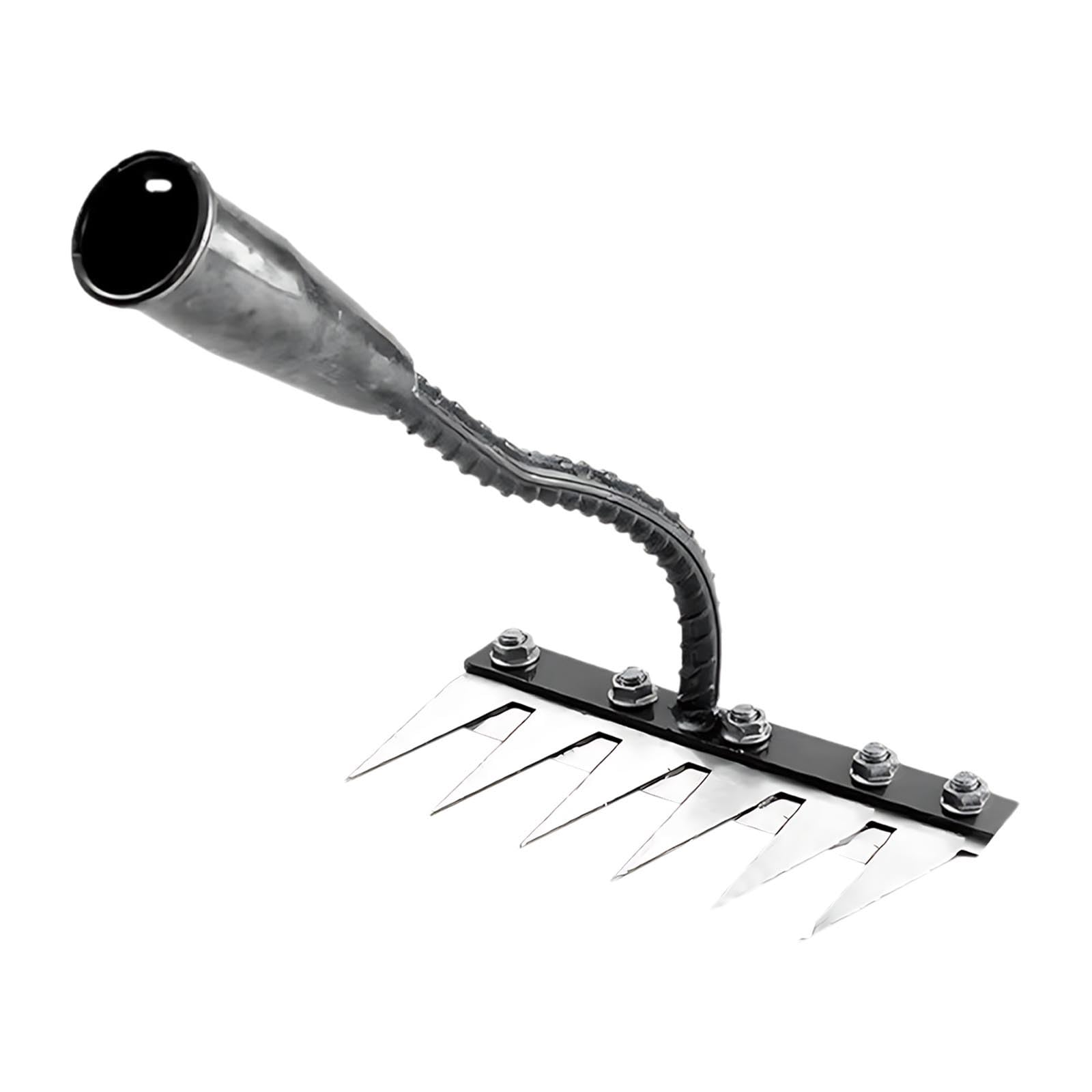Râteau désherbeur de jardin en acier au carbone à 5/6/7/8 dents, râteau à mauvaises herbes, râteau en fer pour le désherbage, râteaux de jardin en métal robuste, râteau en fer pour le jardinage et l
